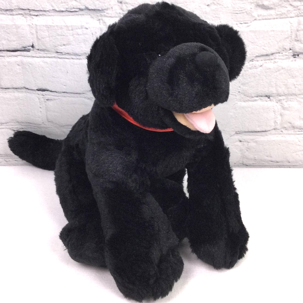 Build a Bear Workshop Black Red Leash 15" Plush Dog - Picture 9 of 9
